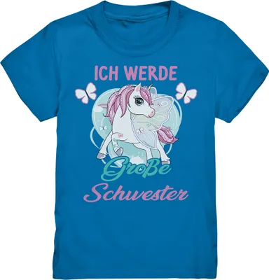 Produktbild von Große Schwester T-Shirt Einhorn Große Schwester Geschenk – Royal Blue / 122/128 (7-8)