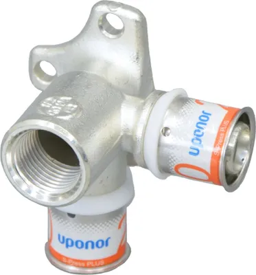 Immagine prodotto di Raccordo a doppia flangia Uponor S-Press PLUS MLC a 90 gradi, lungo 20 mm, con filettatura interna da 1/2" e 20 mm
