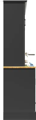 Zdjęcie produktu dla Sweiko Wysokiej jakości wysoka szafka z oświetleniem LED i sterowaniem aplikacją (115 × 40 × 180 cm), nowoczesna szafka do salonu z 4 drzwiami i 5 szufladami, szafka kuchenna z funkcją oświetlenia muzycznego i zabezpieczeniem przed przechyleniem, czarna