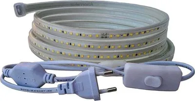 Zdjęcie produktu dla Taśmy LED 220 V 2835, 120 diod LED/m, z wyłącznikiem, wodoodporne, biała zimna, neutralna i ciepła, IP67, 2 m, biała ciepła