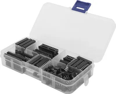 Obrázok produktu pre 66 ks IC Chip Socket Flat Pin DIP Integrated Circuit Components Assortment Kit 2,54 mm