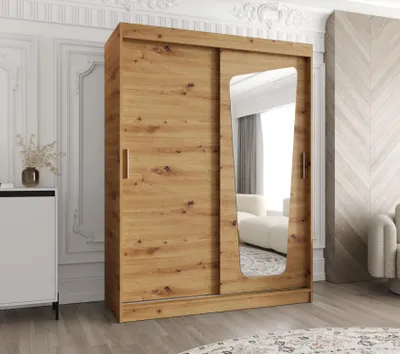 Obrázek produktu pro Šatní skříň 150 cm ZAMIRA se zrcadlem - dub artisan