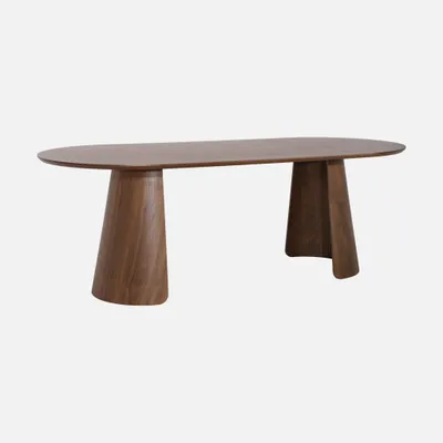 Immagine prodotto di Tavolo da pranzo ovale decorato in legno, 8 posti, Noce