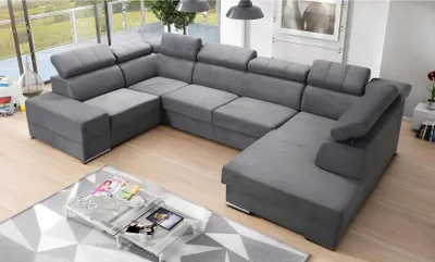 Produktbild von Ecksofa U-Form Sofa Couch Textil Sofas Design Wohnlandschaft Bettfunktion Stoff