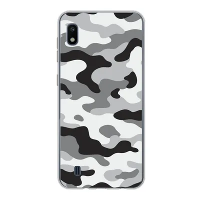 Produktbild von MuchoWow® Handyhülle Schutzhülle Hülle für Samsung Galaxy A10 Schwarz-weißes Camouflage-Muster Silikon Softcase Handy Hülle - Schutzhülle