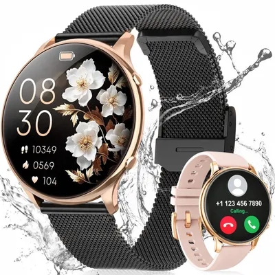 Produktbild von Smartwatch Damen 4.7mm ultradünn mit 120+ Sportmodi/Pulsuhr/Blutdruck,1,43″ AMOLED,SpO2/Schlafmonitor,Zyklus,Stressmessung,20 Tage Akku,P68,Geschenk