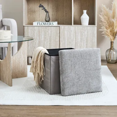 Image de Coffre Pouf Pliable - HOME DECO FACTORY - Emilia - Pratique - Marron