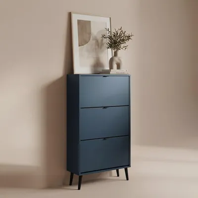Schuhschrank Pastellblau, Seitenansicht