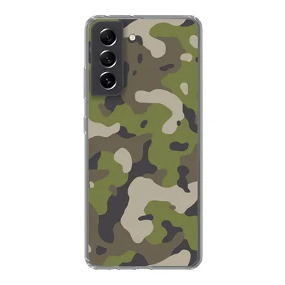 Produktbild von MuchoWow® Handyhülle Schutzhülle Hülle für Samsung Galaxy S21 FE Camouflage-Muster mit militärischen Farben Silikon Softcase Handy Hülle - Mobiltelefonhülle