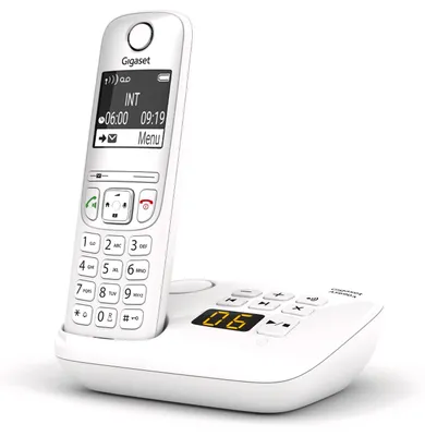 Produktbild von Gigaset AS690A Strahlungsarmes Schnurlostelefon mit Anrufbeantworter, Rufnummernanzeige, 14h Sprechzeit, 8 Tage Standby, Freisprechfunktion, DECT