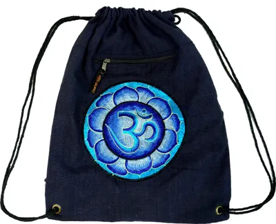 Produktbild von Bestickter Turnbeutel, Rucksack, Sportbeutel, Freizeitbeutel, Goa Beutel, Hippie Beutel - Marine/Mandala, Uni - Erwachsene, Blau, Baumwolle, 45*35*15 cm, Ausgefallene Stofftasche