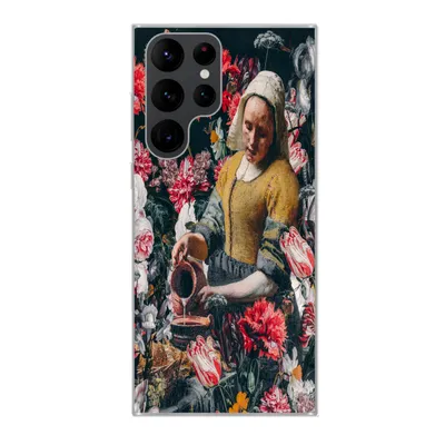 Produktbild von MuchoWow® Handyhülle Schutzhülle Hülle für Samsung Galaxy S22 Ultra Milchmädchen - Vermeer - Blumen Silikon Softcase Handy Hülle - Abbildung