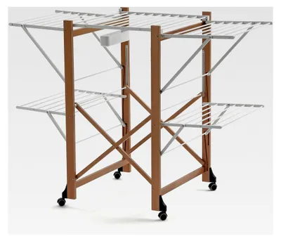 Produktbild von Wäscheständer ALIANTE, Holz - Klappbar - Ausziehbar 25 m Leine - Farbe: Kirsche