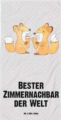 Produktbild von Mr. & Mrs. Panda Reisehandtuch Fuchs Bester Zimmernachbar der Welt - Grau Pastell - Geschenk, Krankenhaus, Handtuch, Großes, Studentenwohnheim, Geschenkidee, Strandtuch