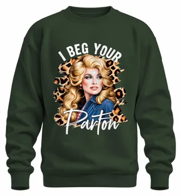 Productafbeelding van "I Beg Your Parton" Country Muziek Zangeres Western Retro Sweatshirt, smaragdgroen, maat M