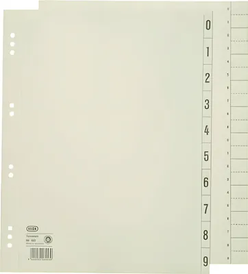 Obrázek produktu pro Elba 400004663 Trennblätter 0-9 - A4 Überbreite, chamois, 100 Stück