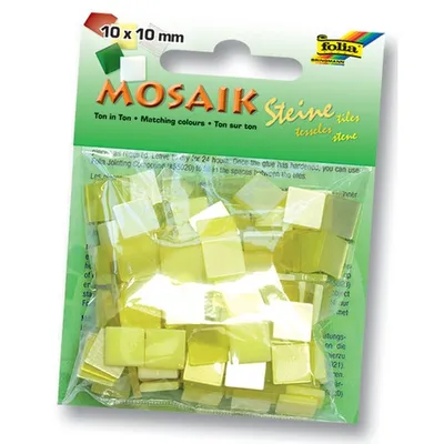 Immagine prodotto di Pietre del mosaico Folia, 10x10mm, 190 pezzi, resina sintetica, miscela tono su tono, giallo