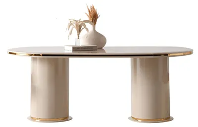 Image de Table à manger moderne beige Table de cuisine luxueuse Tables familiales