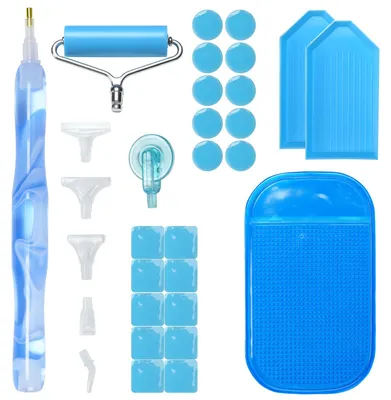 Image de Stylo pour peinture diamant - avec têtes de stylo de rechange - Accessoire pour les tableaux mosaïques - Bleu