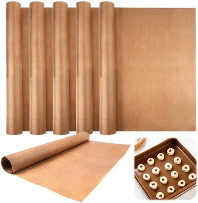 Immagine prodotto di Set di 6 fogli da forno riutilizzabili 40x60 cm, adatti al forno e al grill, lavabili in lavatrice