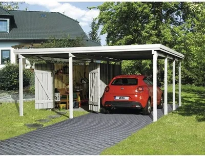 Produktbild von Einzelcarport weka A2 Gr. 2 inkl. Geräteraum 512x602 cm kesseldruckimprägniert