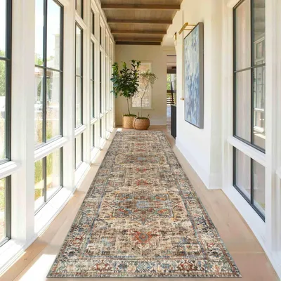 Boho Läufer Antirutsch Braun 80x300 cm Waschbar