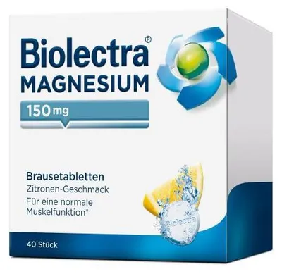 Immagine prodotto di Biolectra, integratore di magnesio al limone, 150 mg, in compresse effervescenti, confezione da 40 pezzi