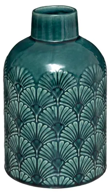 Obrázok produktu pre Dekoratívna váza s vintage vzormi, Ø 12,5 x 21 cm, keramická, zelená