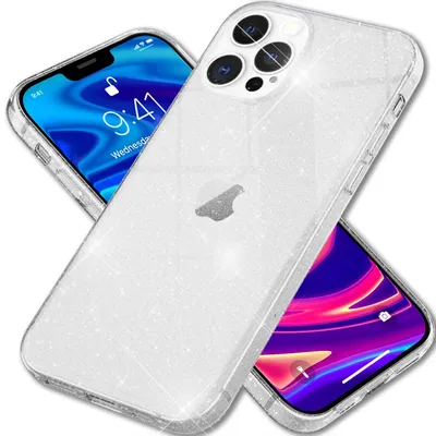 Produktbild von NALIA Glitzer Hülle für iPhone 13 Pro, Transparent Glitter Cover Handy Case Transparent