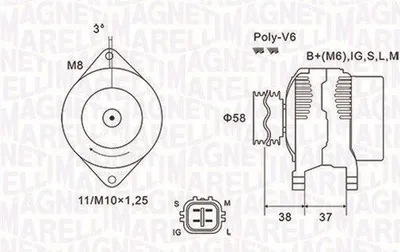 Produktbild von MAGNETI MARELLI 063731889010 Lichtmaschine Generator LiMa 90A 14V für TOYOTA Yaris Schrägheck (P9)