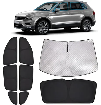 Produktbild von Auto Sonnenschutz Set für VW Tiguan II 2016-2024, Frontscheibe Seitenscheiben Verdunkelung, Hitzeschutz Camping