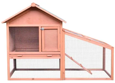 Produktbild von Kaninchenstall mit Auslauf – Nagetierstall aus Holz | Farbe: Goldrot | Abmessungen: 144x64,5x100 cm