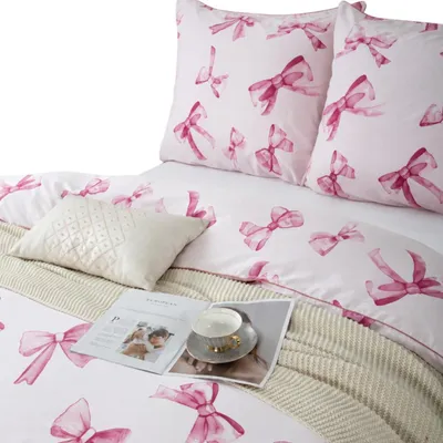 Produktbild von Bettwäsche-Set 140x200 cm aus Baumwoll-Satin, Bow Pink
