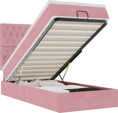 Produktbild von vidaXL Ottoman-Bett mit Matratzen & LEDs Rosa 100x200 cm Samt