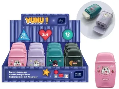 Produktbild von Yuhu Radiergummi-Spitzer (12 Stück) – INTERDRUK