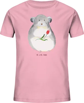Produktbild von Mr. & Mrs. Panda Kleinkinder T-Shirt Chinchilla Blume 9-11 Jahre (134/146) - Baumwolle Pink - Geschenk, Teenager, Kinder Jungen, Lustige Sprüche, Büro, Öko, Kindershirt