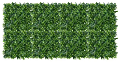 Zdjęcie produktu dla Panel ścienny z roślin sztucznych - żywopłot z bukszprutu, 50x50 cm - tworzywo sztuczne odporne na promieniowanie UV - dekoracja i osłona zewnętrzna - zestaw 8 sztuk - kolor zielony