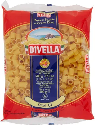 Produktbild von 10x Divella Ditali N. 61 Hartweizengrieß Pasta Italienische Nudeln 500g Packung + Italian Gourmet Polpa di Pomodoro 400g Dose