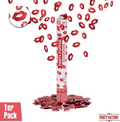 Produktbild von Party Popper 40cm Konfetti Shooter Kuss Mund Rot Konfettikanone Silvester Feier
