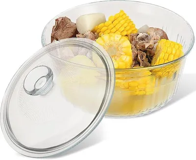 Imagen del producto de Recipiente redondo para horno de 1,6 litros, fabricado en vidrio de borosilicato, con tapa