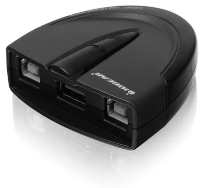 Produktbild von IOGEAR USB Druckerfreigabe Switch, 2-Port USB 2.0 Switch-Adapter mit LED-Anzeige, Plug and Play, keine externe Stromversorgung nötig