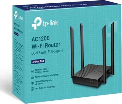 Image de TP-LINK Routeur sans fil ARCHER A64 Gigabit Ethernet Dual-band (2.4 GHz / 5 GHz) Noir