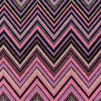 Produktbild von Viskose Strickstoff Jacquard Chevron ZickZack rosa lila 1,56m Breite