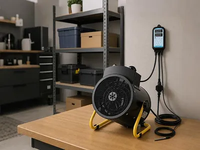 Immagine prodotto di Riscaldatore elettrico Ikodm da 2000 W con termostato esterno e sensore, adatto per ambienti fino a 20 m²