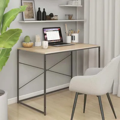 Produktbild von vidaXL Computertisch Schwarz und Eiche Optik 110x60x70cm Holzwerkstoff - Computer Tisch - Computer Tische - Computer Schreibtisch - Computer Schreibtische