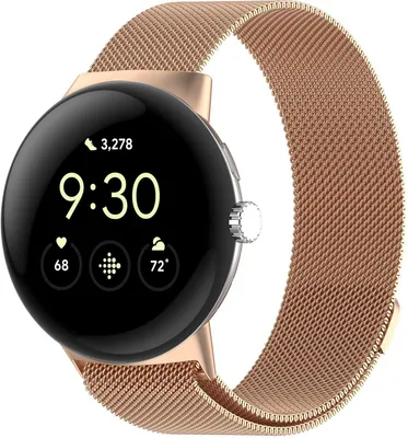Produktbild von Stravo Milanaise-Armband für Google Pixel Watch 1/2/3/4 41 mm, Edelstahl, Magnetverschluss, verstellbar, Roségold