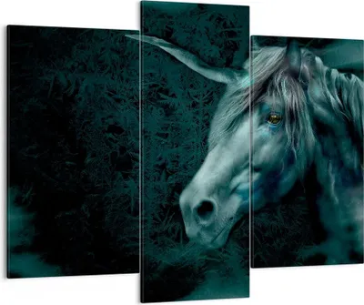 Produktbild von Bild auf Leinwand - Leinwandbild - Computergrafik Pferd Horn - 130x100cm - Wand Bild - Wanddeko - Leinwanddruck - Bilder - Kunstdruck - Wanddekoration - Leinwand bilder - Wandkunst - CB130x100-0344