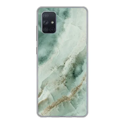 Produktbild von MuchoWow® Handyhülle Schutzhülle Hülle für Samsung Galaxy A71 Naturstein - Grün - Chic Silikon Softcase Handy Hülle - Kartenbesitzer
