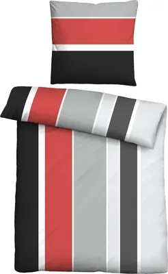 A pillow and a duvet cover with a striped pattern.