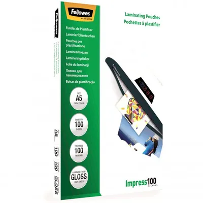 Productafbeelding van Fellowes 5351002, Fellowes laminatiefolie, formaat A5, 100 micron, glanzend - 100 stuks